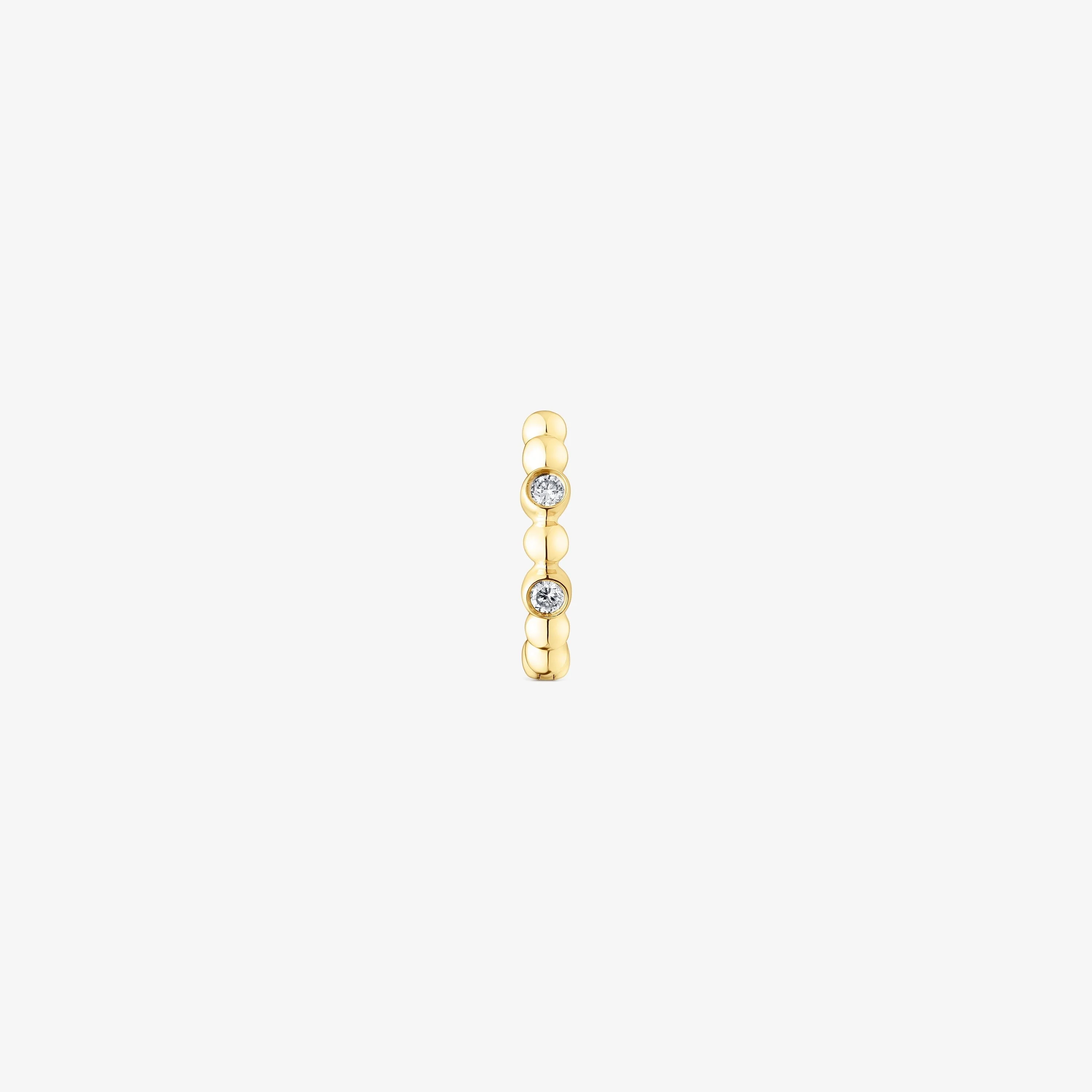 Hoop earring with 18K solid gold balls and diamonds Les Classiques - 1