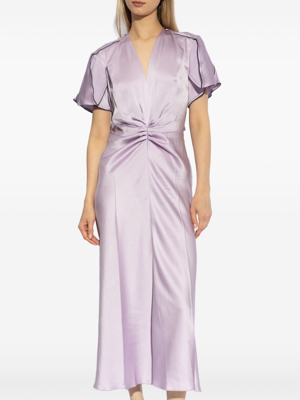 ruched satin midi dress - 3
