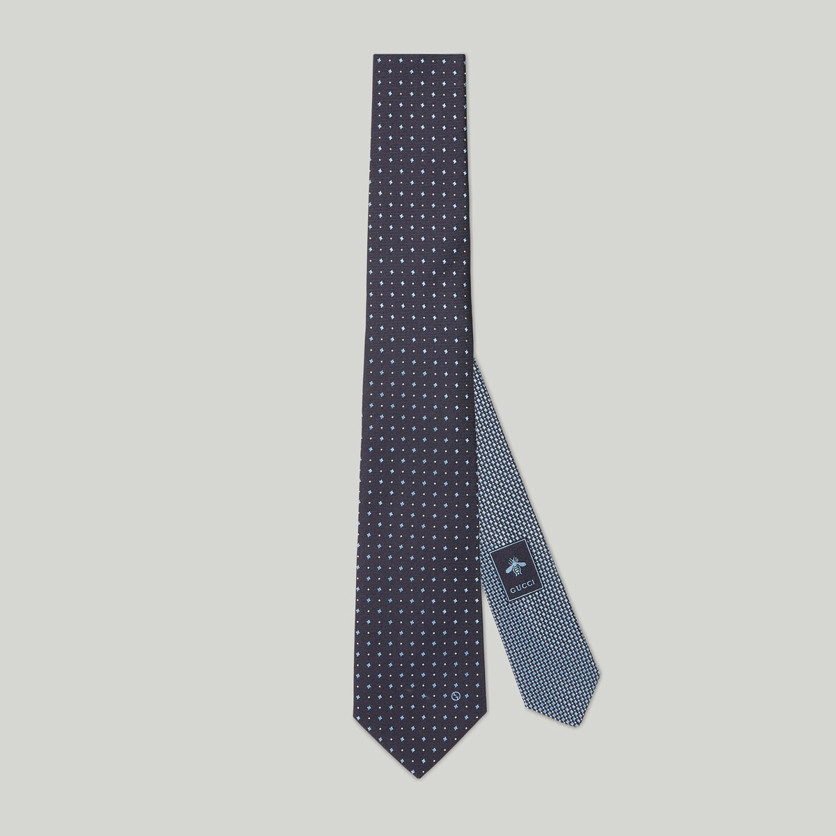 Polka-dot rhombus silk jacquard tie - 1