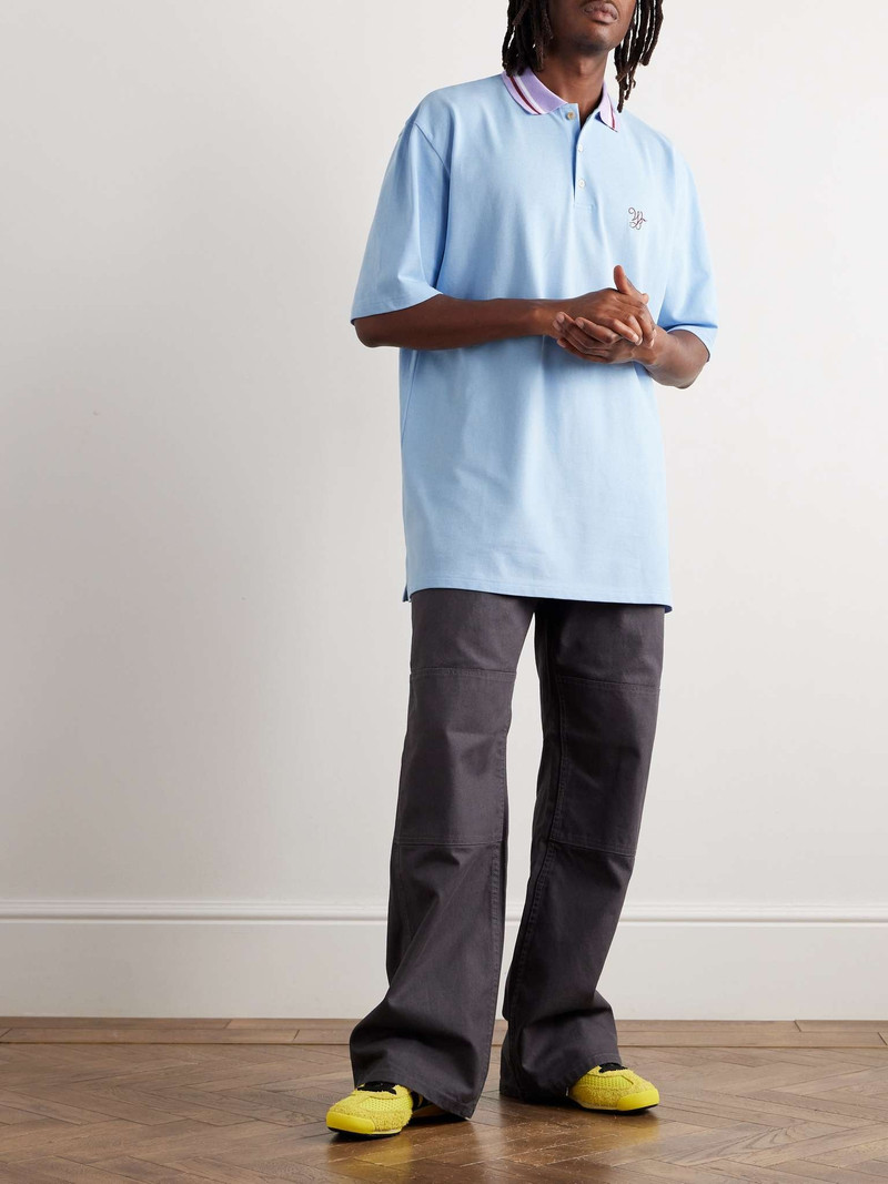 WALES BONNER Logo-Embroidered Organic Cotton-Piqué Polo Shirt outlook
