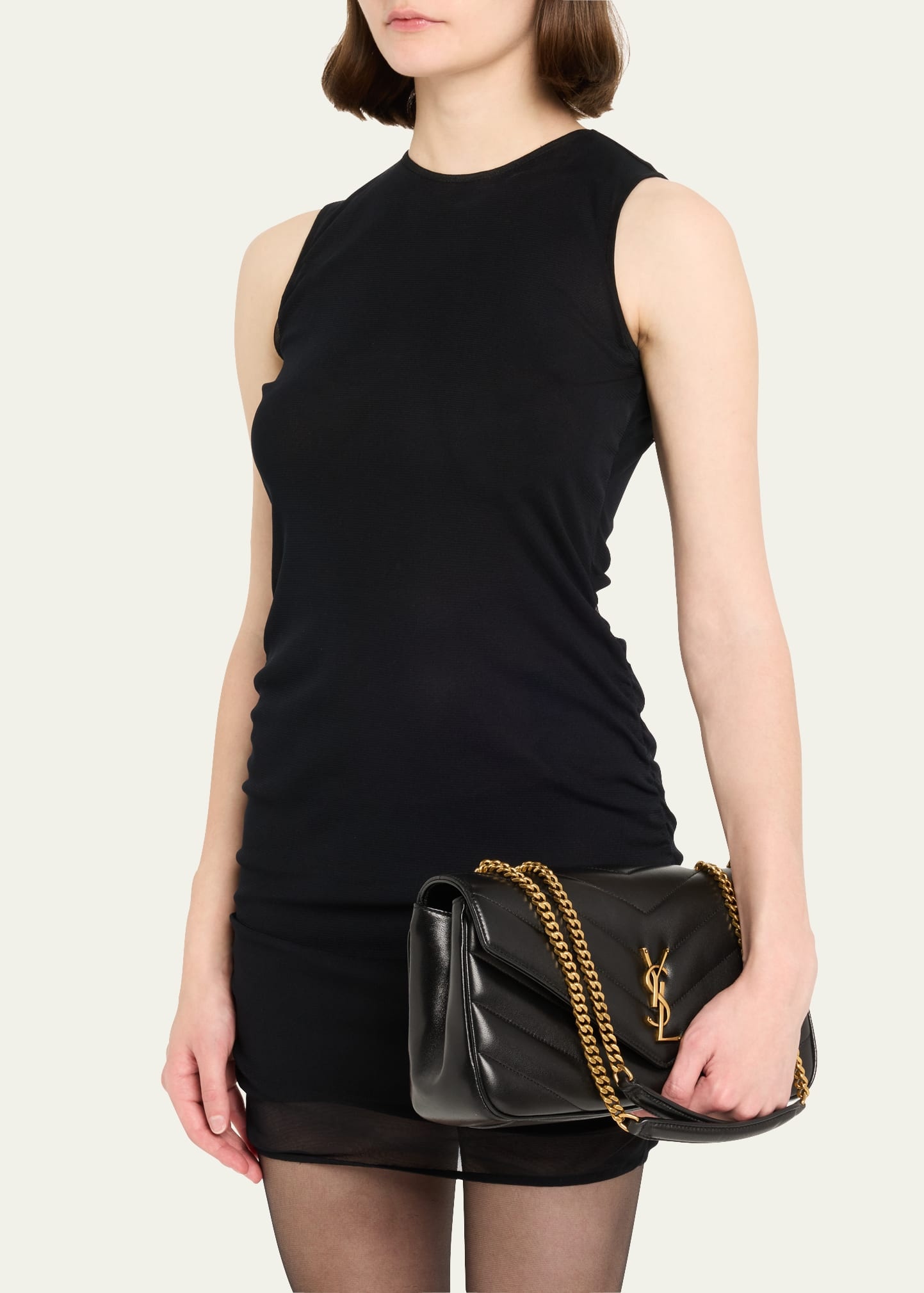 Loulou Medium YSL Chain Shoulder Bag in Quilted Leather - 2
