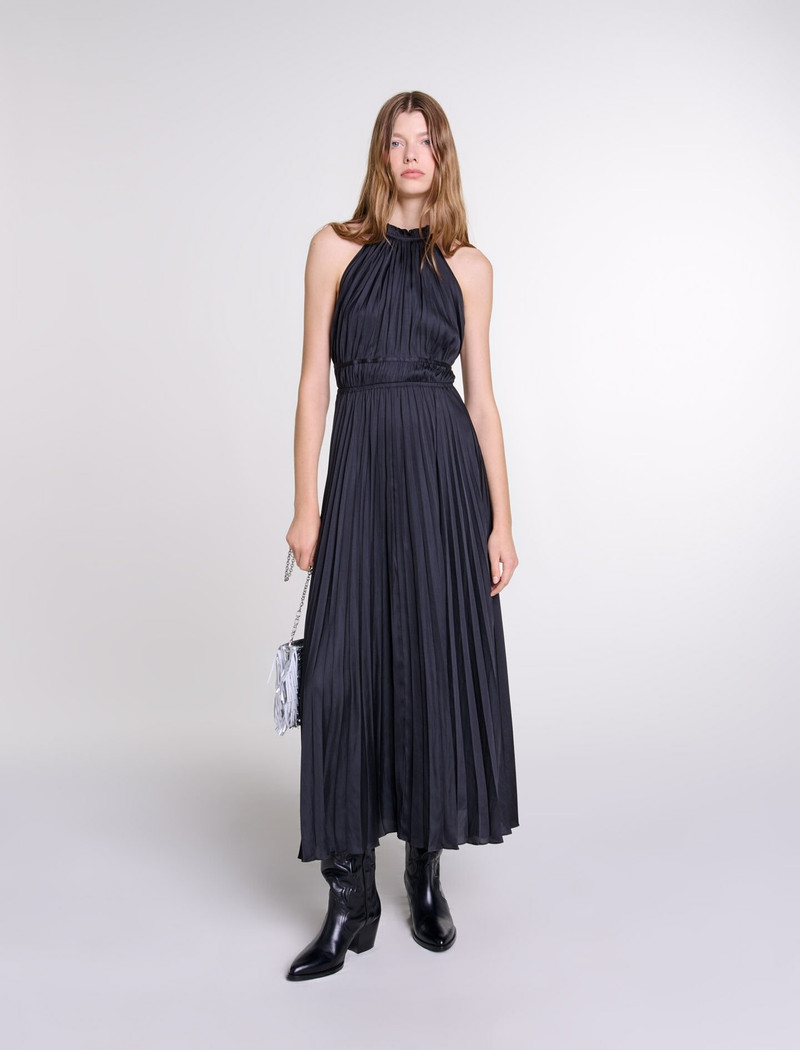 maje Pleated satin maxi dress outlook