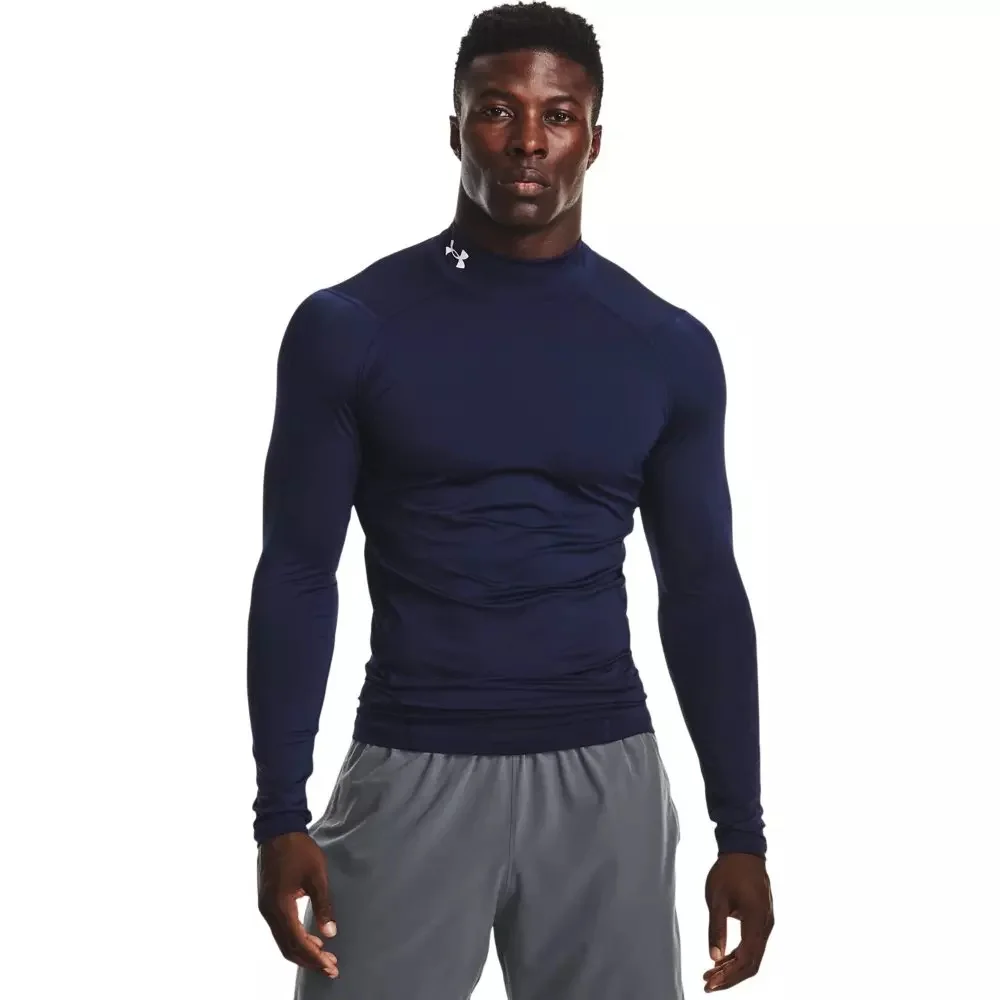 Men's HeatGear Mock Neck Long Sleeve Compression Shirt - 1