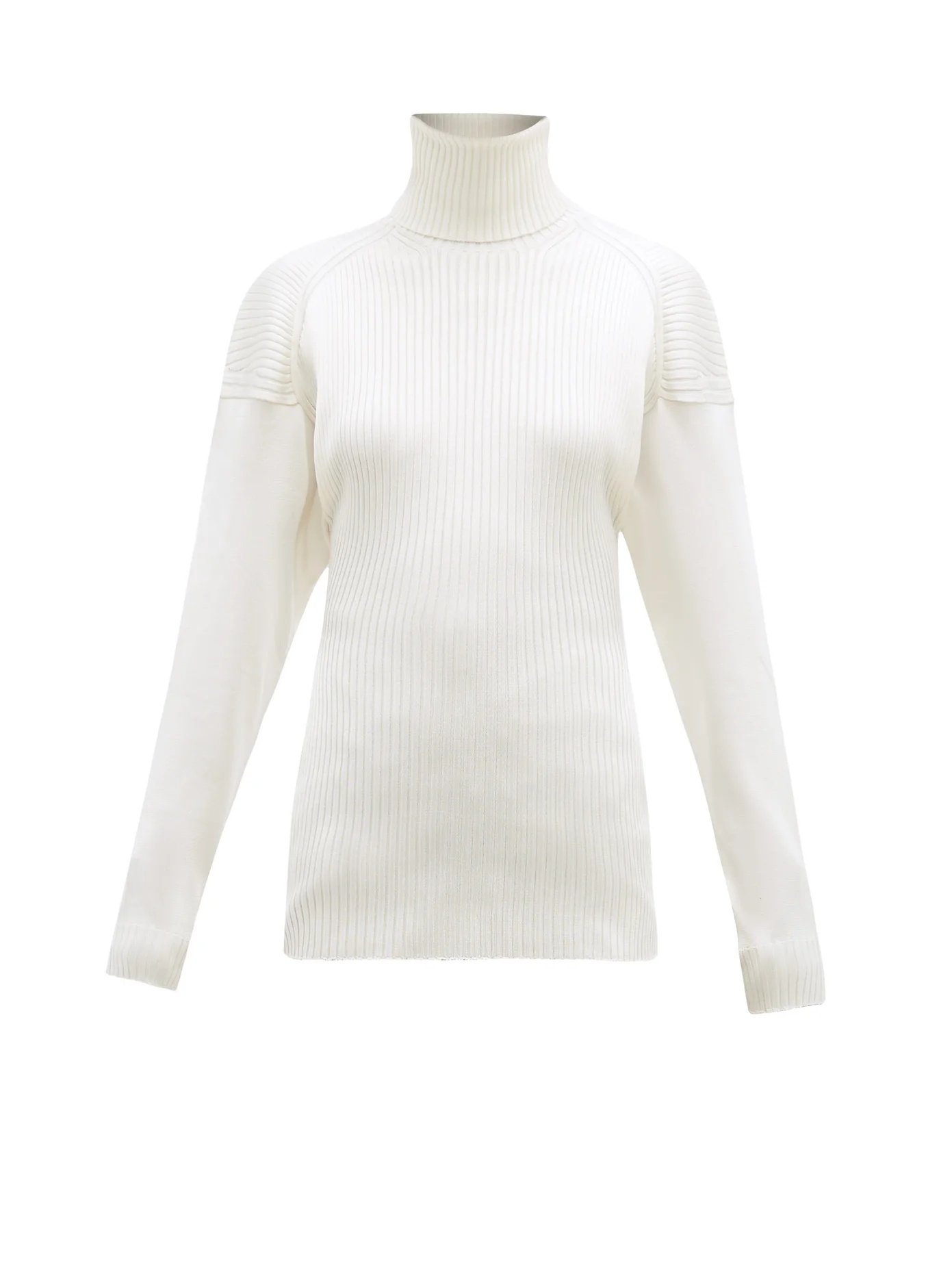 Cut-out roll-neck ribbed silk sweater - 1