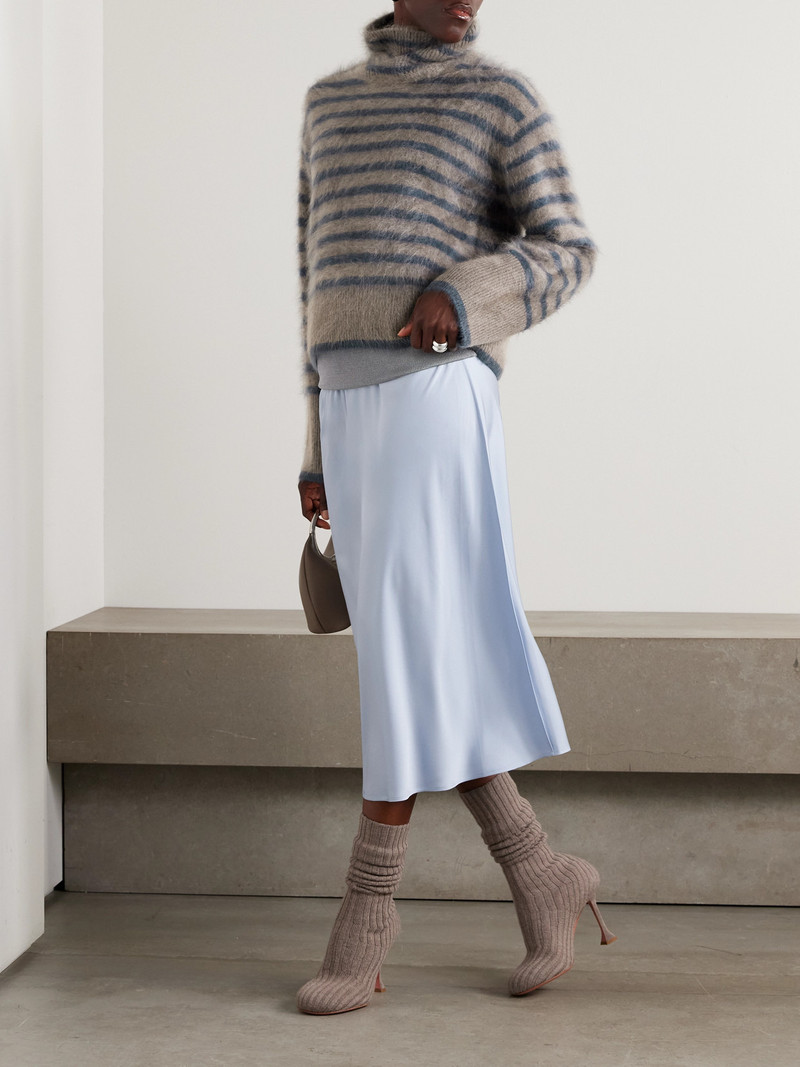 LISA YANG Floren Striped Brushed-cashmere Turtleneck Sweater outlook