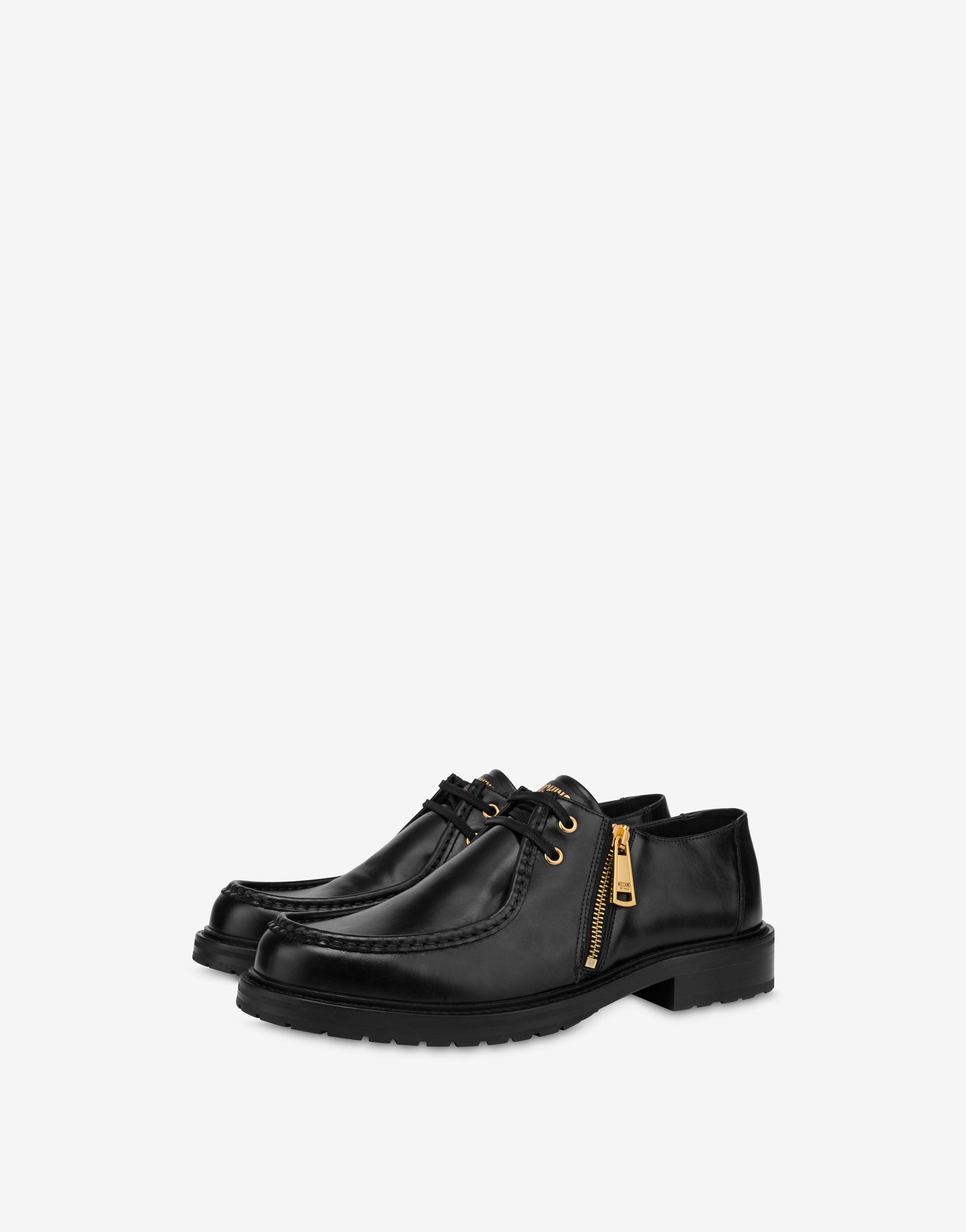 CALFSKIN LACE-UP SHOES WITH ZIP - 1