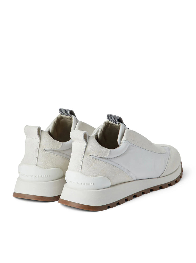 Brunello Cucinelli Women Slip On Sneakers In Leather And Fabric - 4