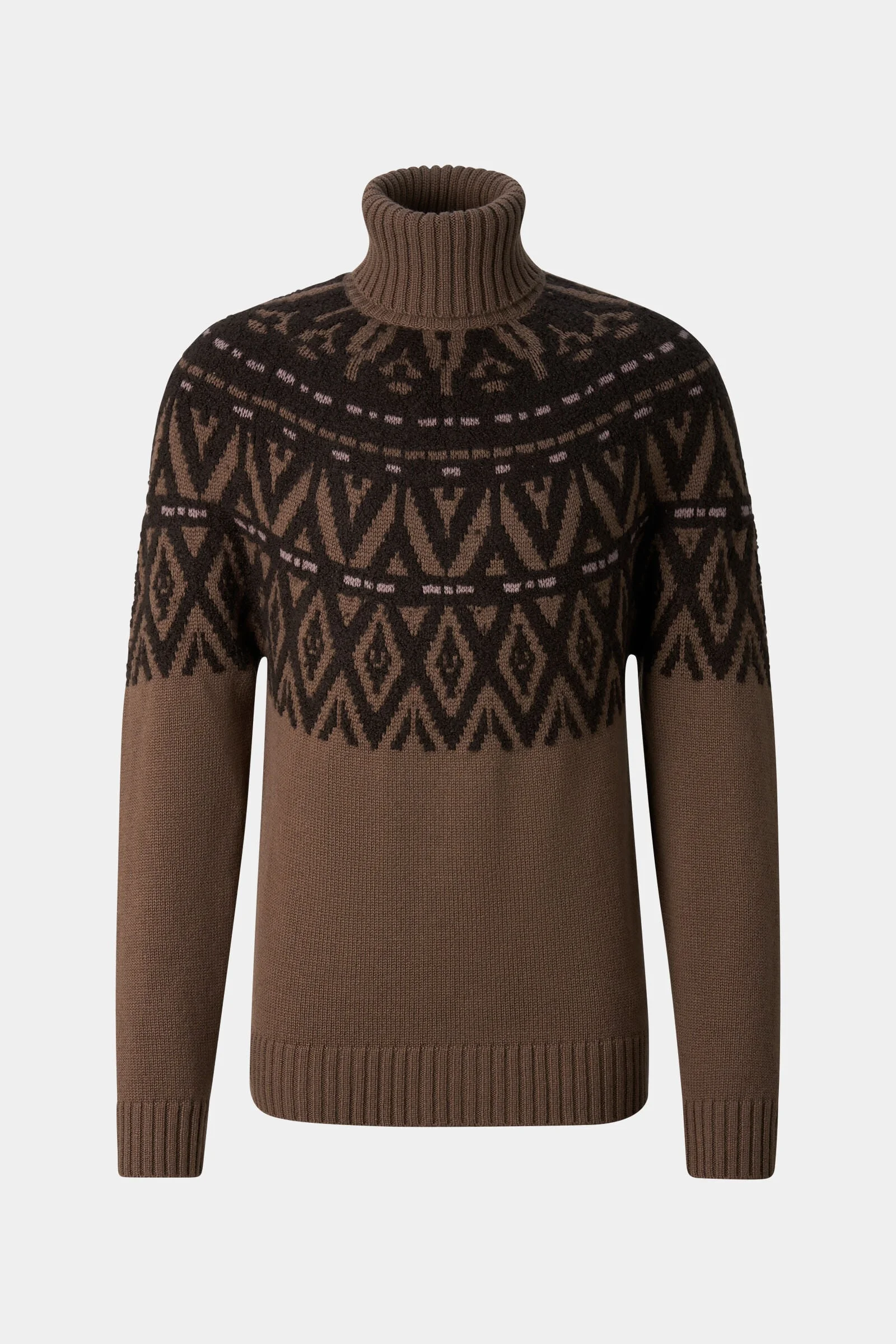 Roxter Cashmere Norwegian Pullover in Brown/Black - 1
