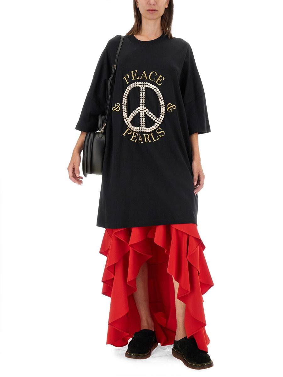 Moschino Women Peace & Pearls Cotton Interlock Dress - 2