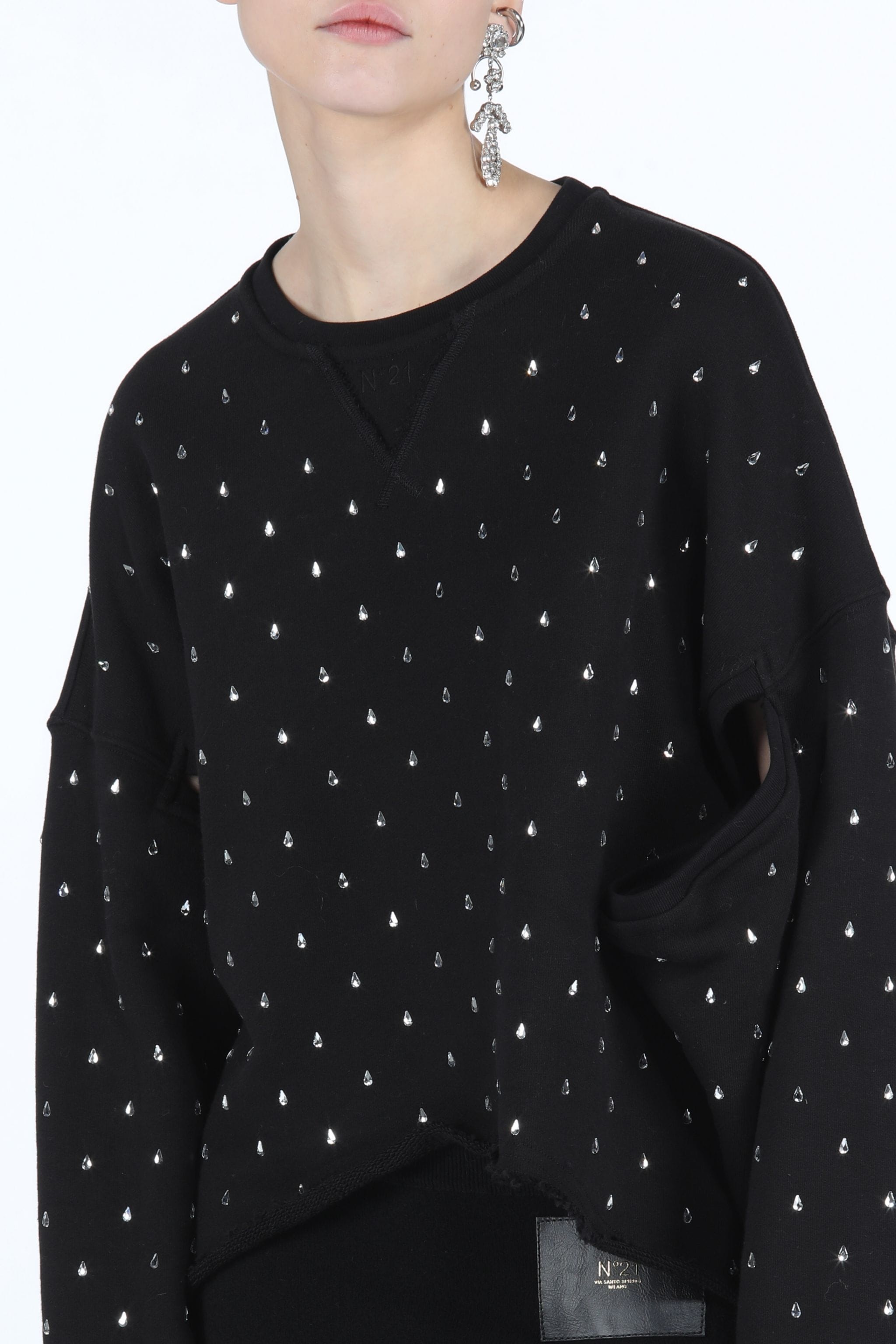 CRYSTAL-EMBELLISHED CUT-OUT SWEATSHIRT - 5