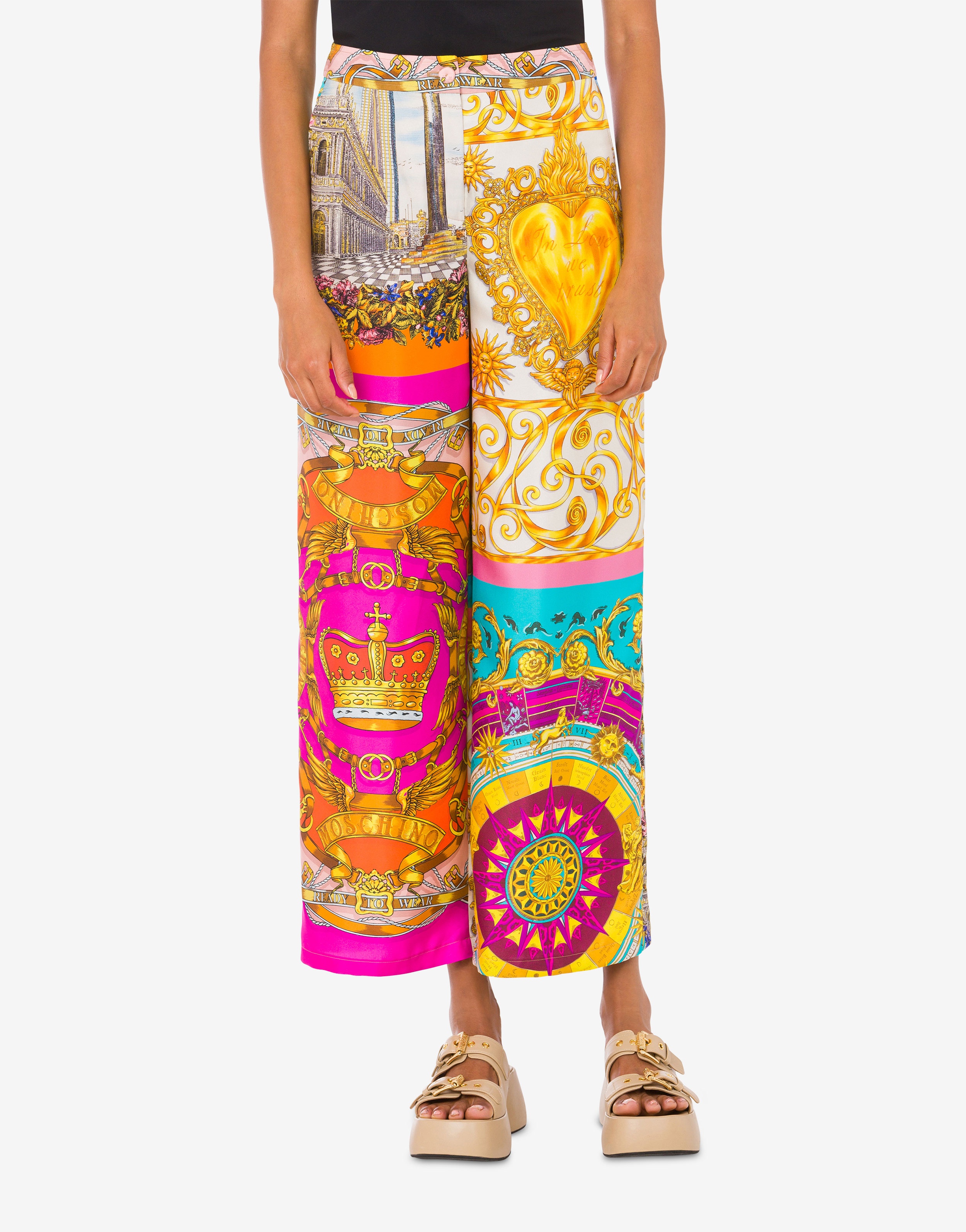 SCARF PRINT TWILL TROUSERS - 2