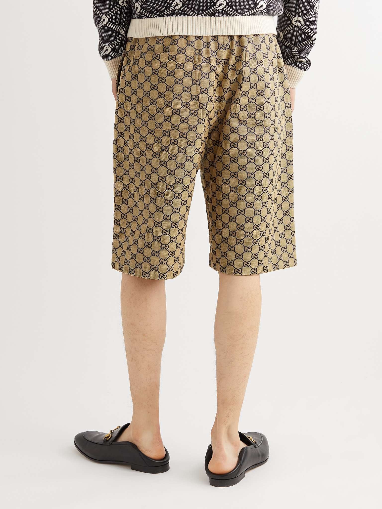 Wide-Leg Logo-Jacquard Cotton-Blend Drawstring Shorts - 4