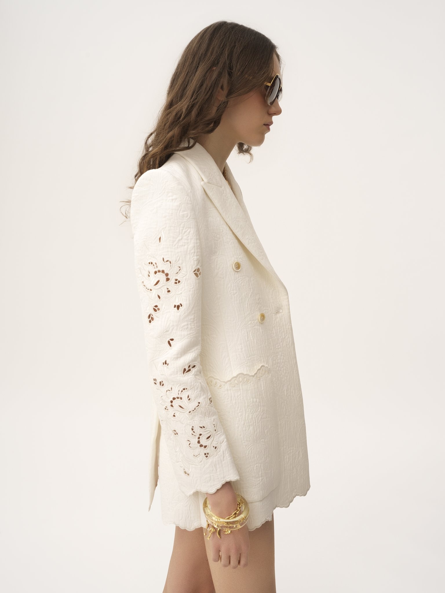 DOUBLE-BREASTED TAILORED JACKET IN A COTTON MIX - 5