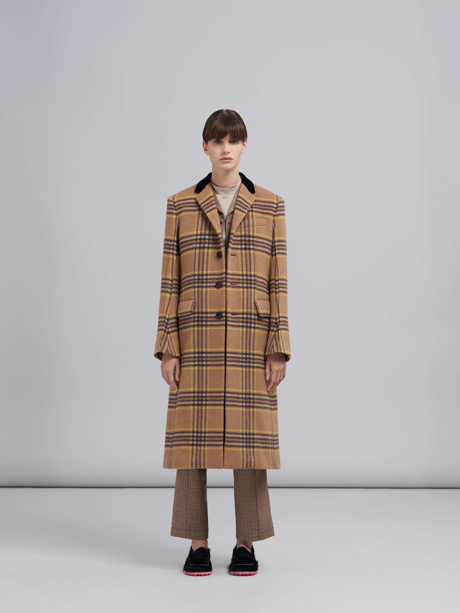 FRINGED WOOL CHECK COAT - 2