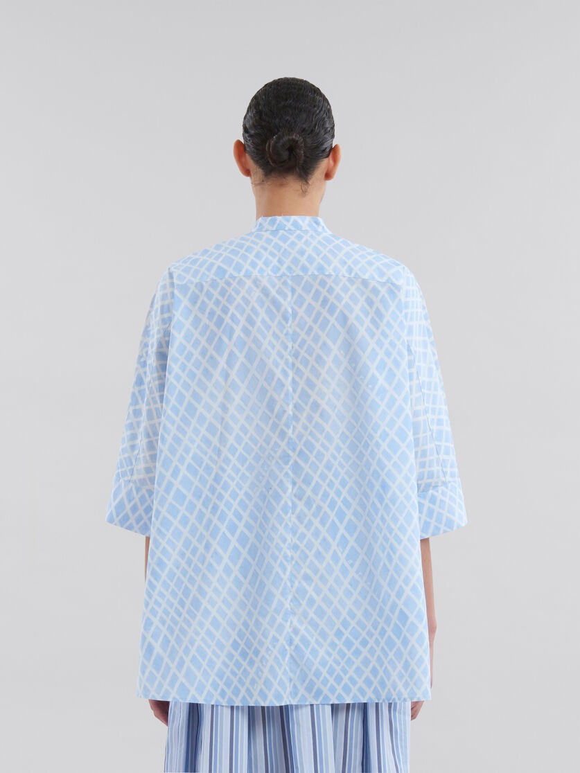 LIGHT BLUE POPLIN KIMONO SHIRT WITH LANDSCAPES PRINT - 3