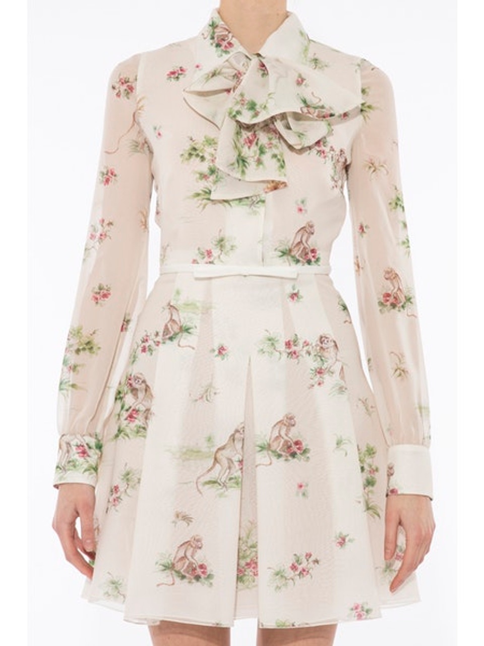 Tie Neck Floral Dress - 2