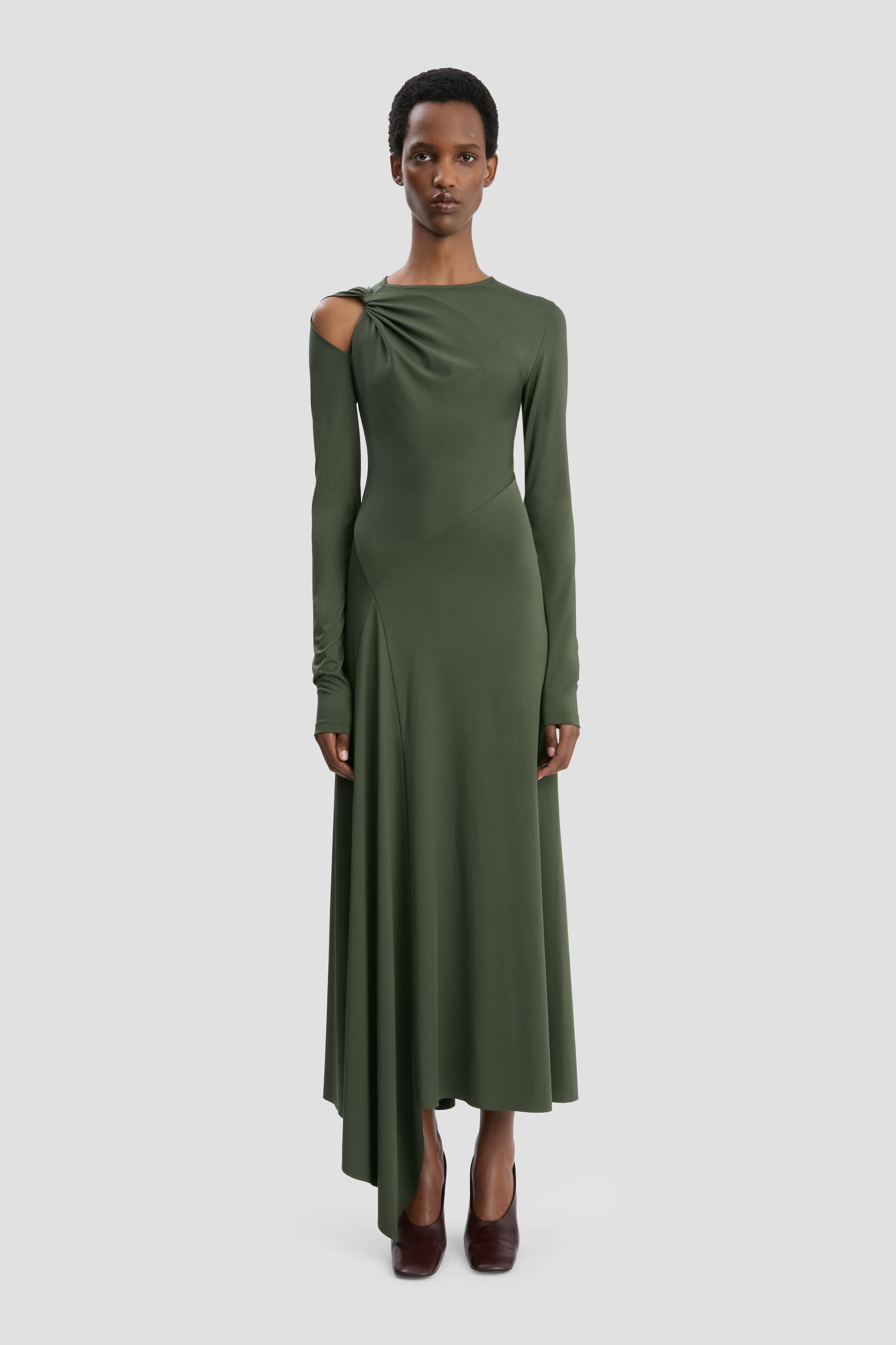 Twist Armhole Detail Midi Dress In Oregano - 2