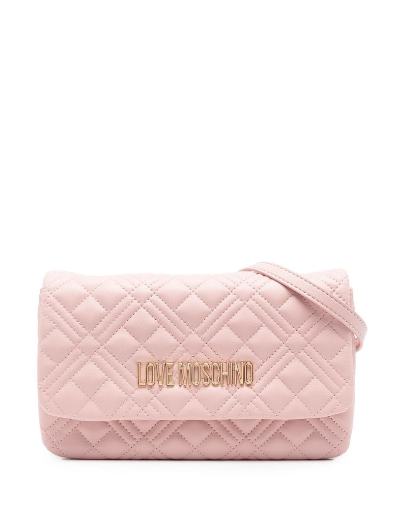 logo-plaque quilted crossbody bag 1