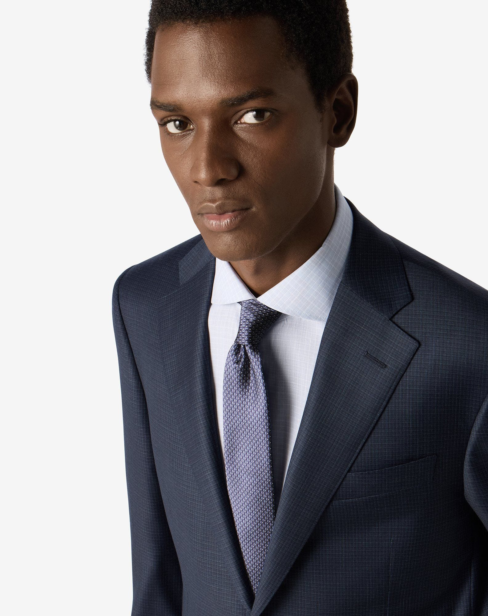 Blue micropatterned super 160's wool suit - 5