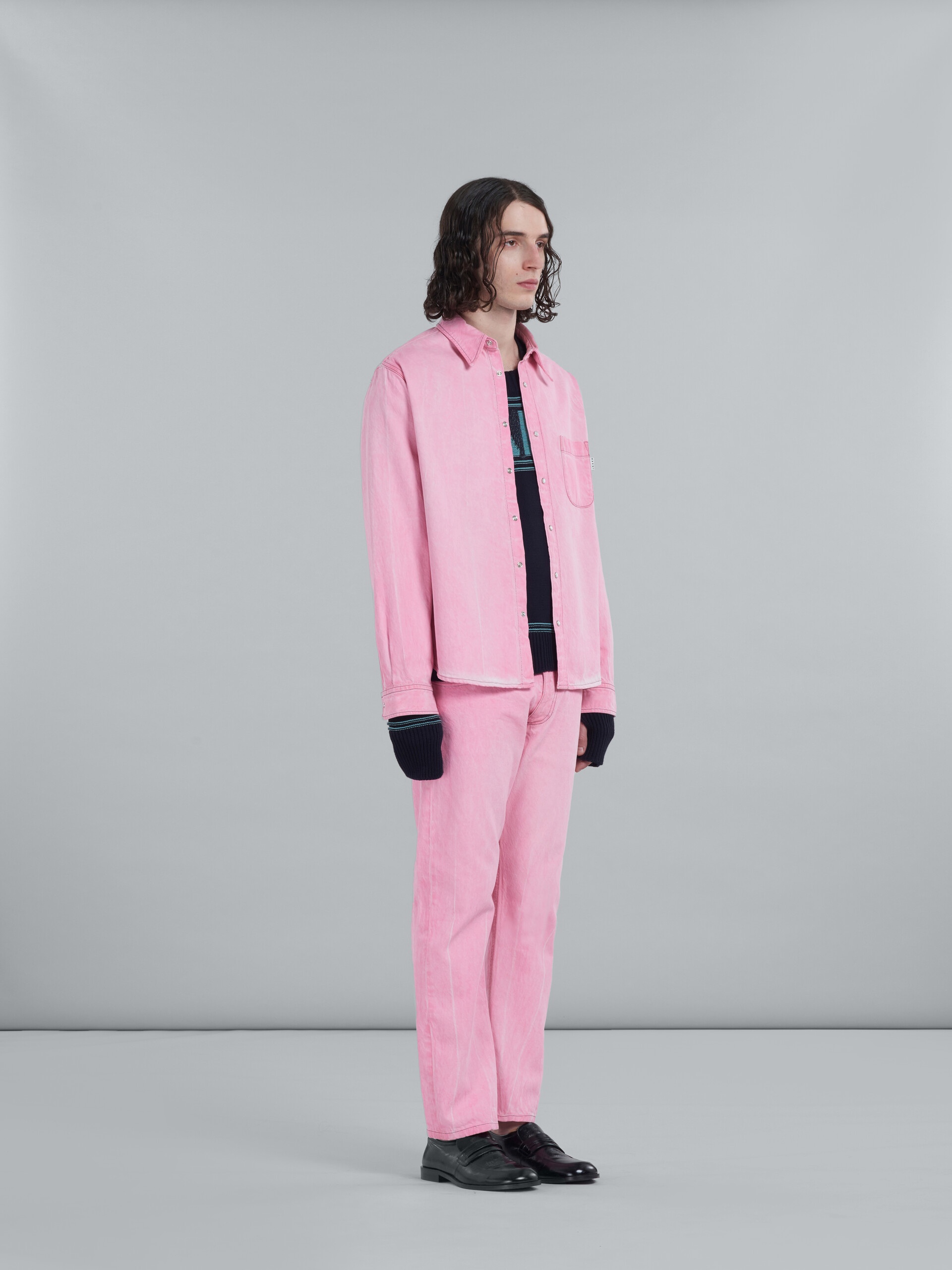 STRAIGHT TROUSERS IN PINK COTTON DRILL - 5