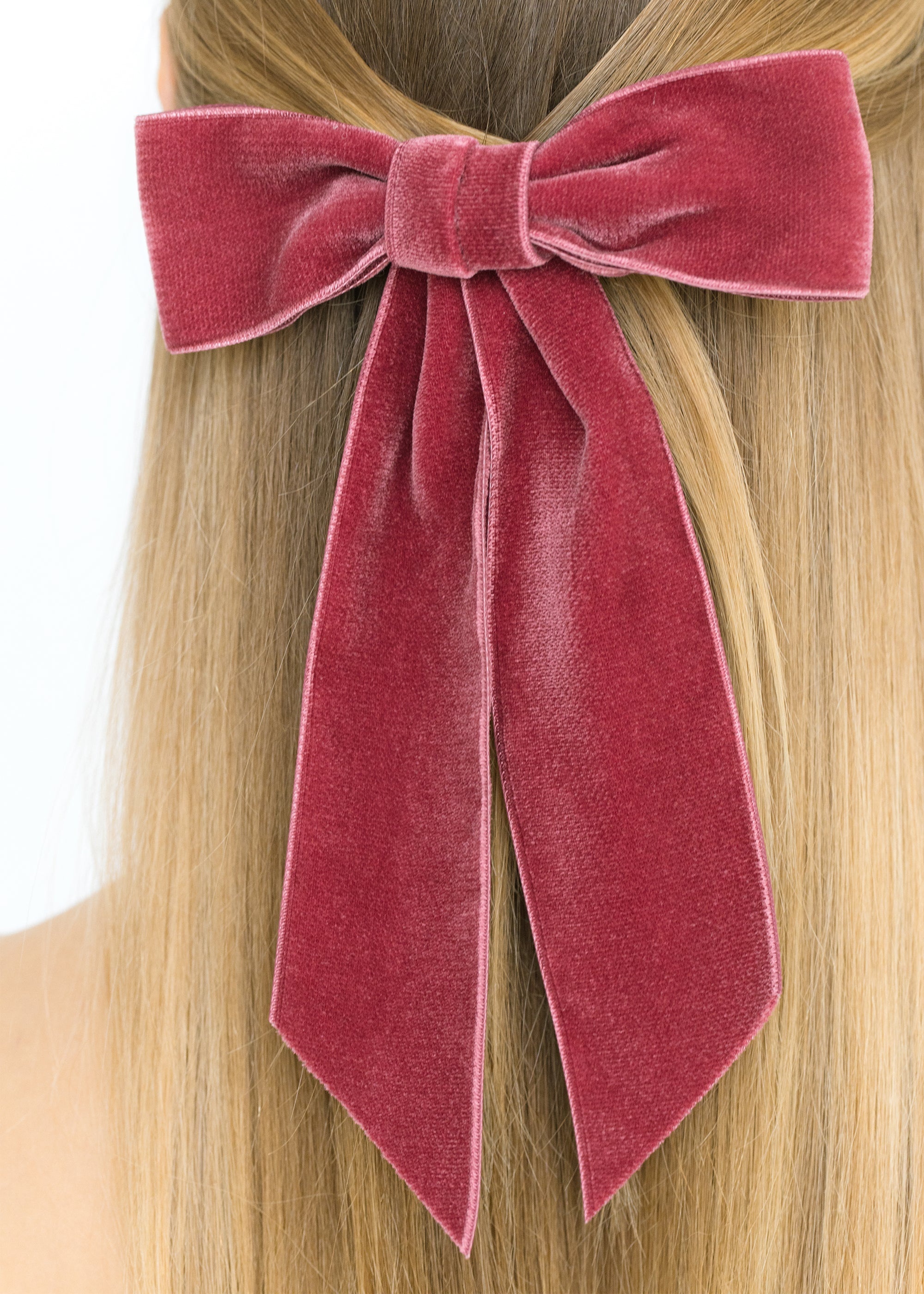 Wide Velvet Bow Barrette - 3