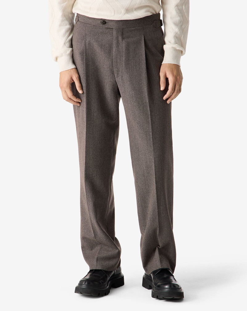 Brown wool and cotton trousers 3