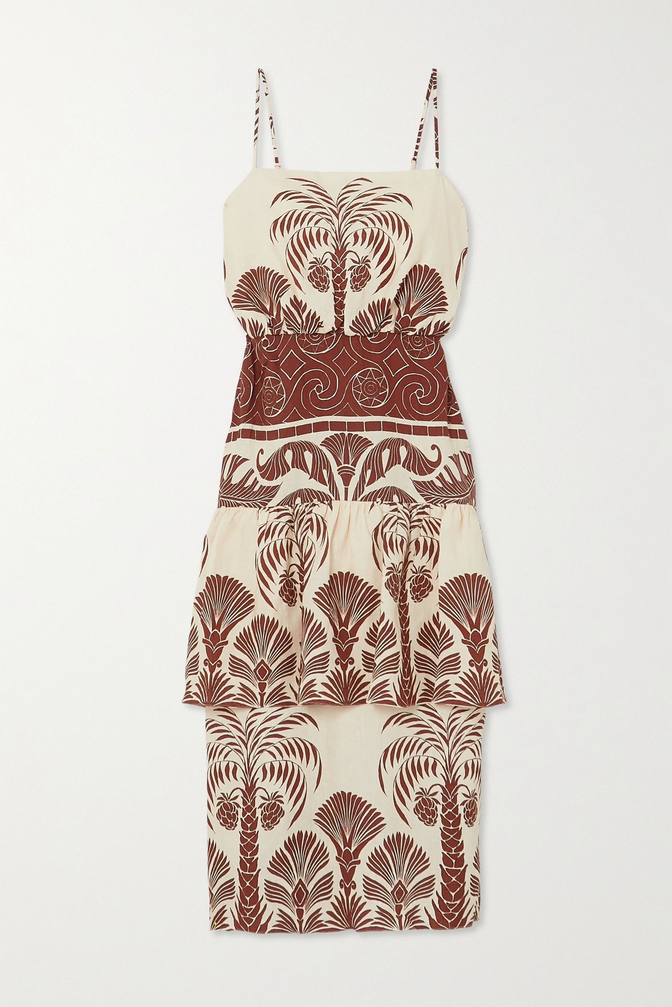 Journey Legacy tiered printed linen midi dress - 1