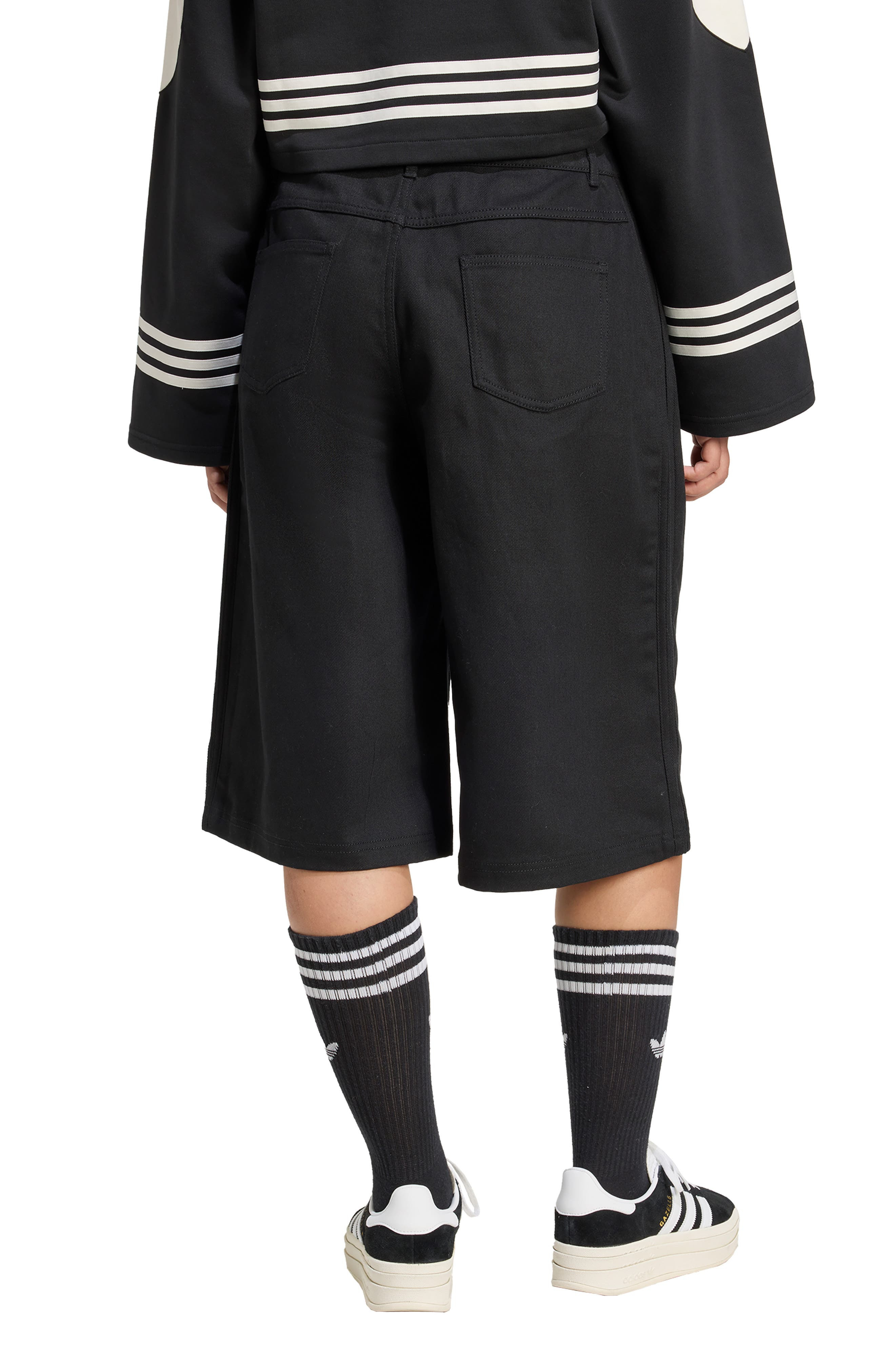 adidas Firebird Utility Denim Shorts in Black at Nordstrom - 2