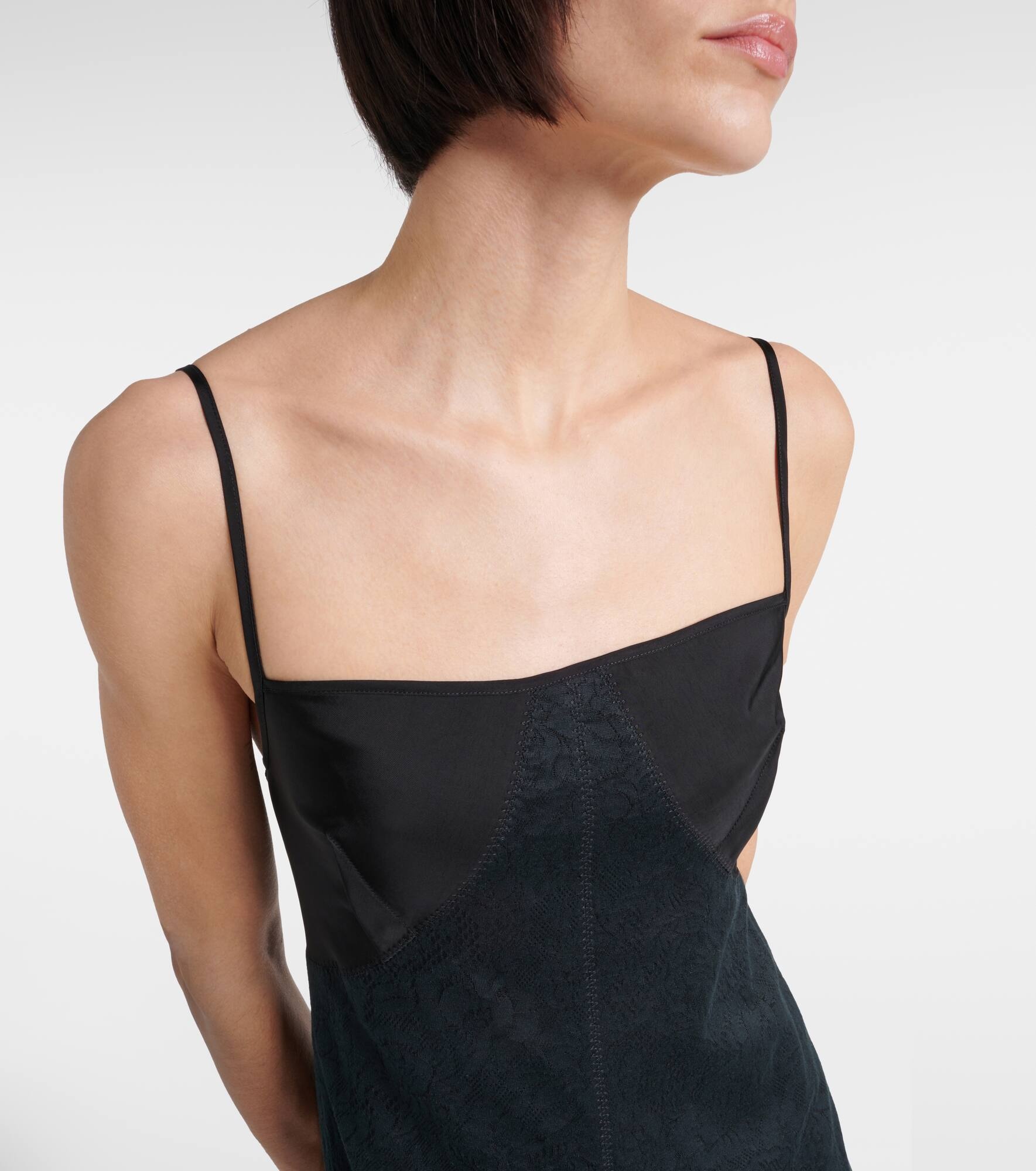 Lace-trimmed cotton-blend midi dress - 4