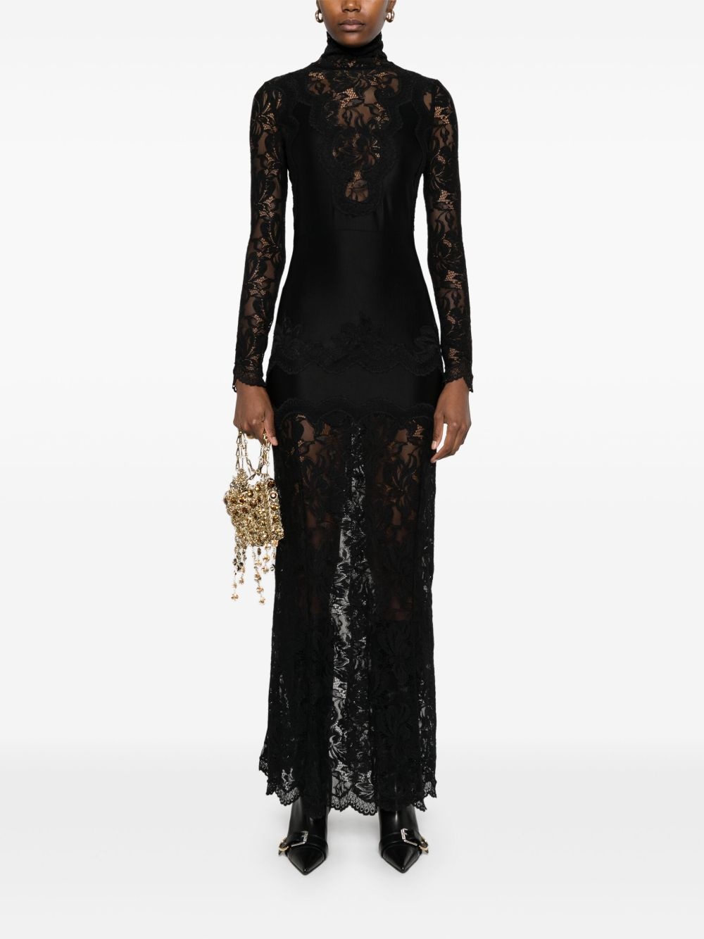 floral lace-appliqué maxi dress - 2