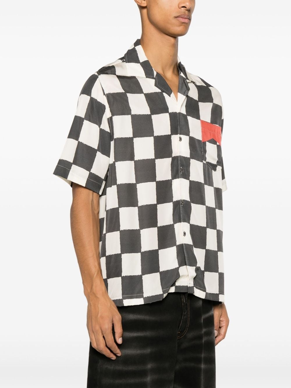 checked silk shirt - 3