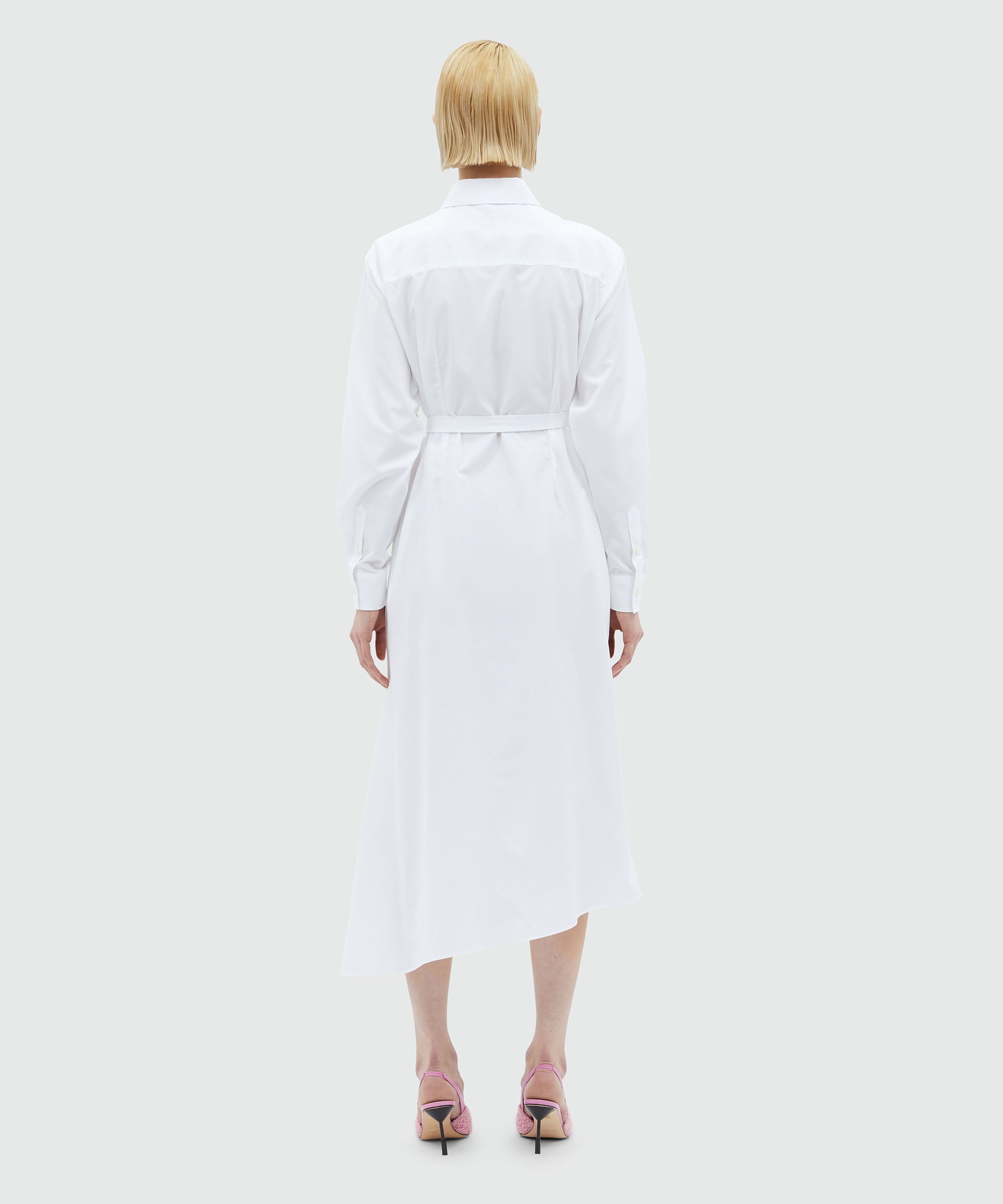 White poplin shirt dress with "TheMwave" buckle - 3