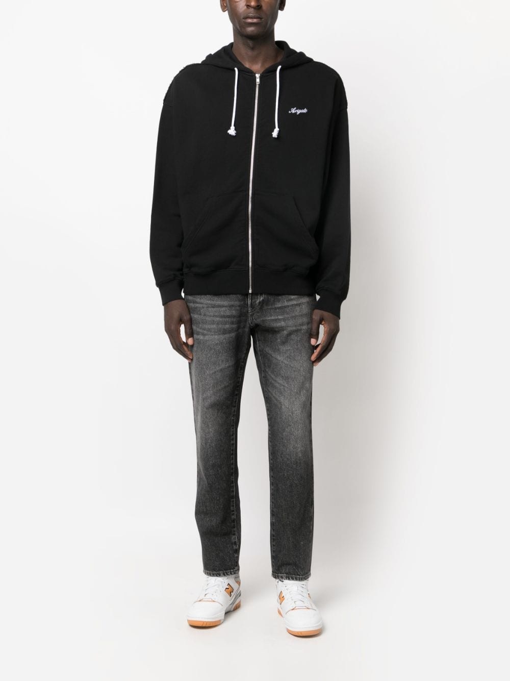 embroidered-logo zip-fastening hoodie - 2