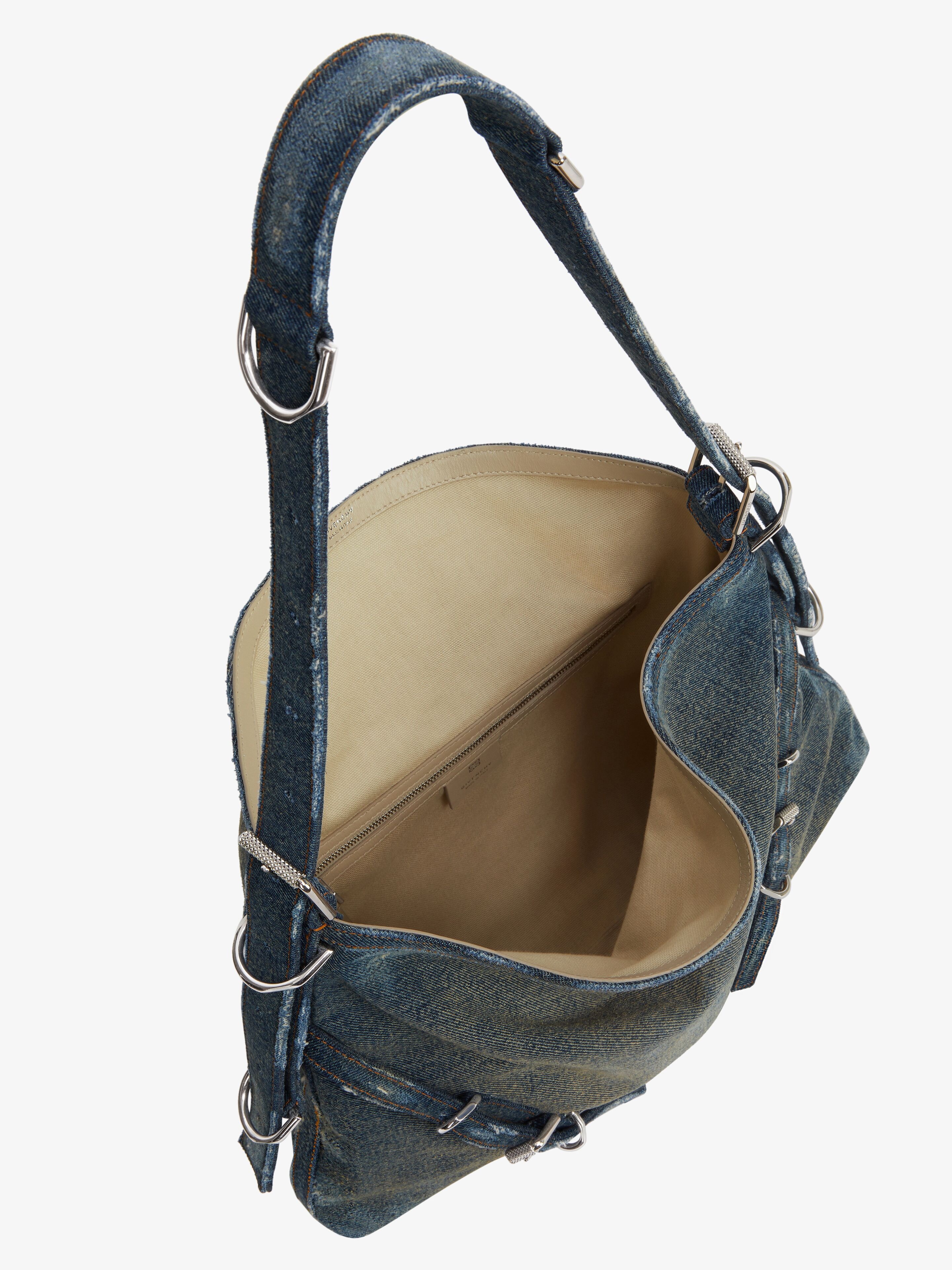 MEDIUM VOYOU BAG IN WASHED DENIM - 4