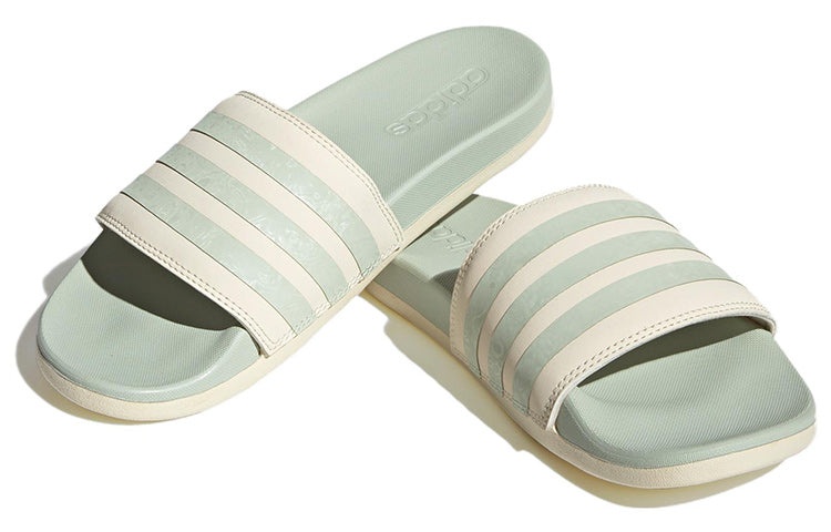 (WMNS) adidas Adilette Comfort Slide 'White Linen Green' H03620 - 4