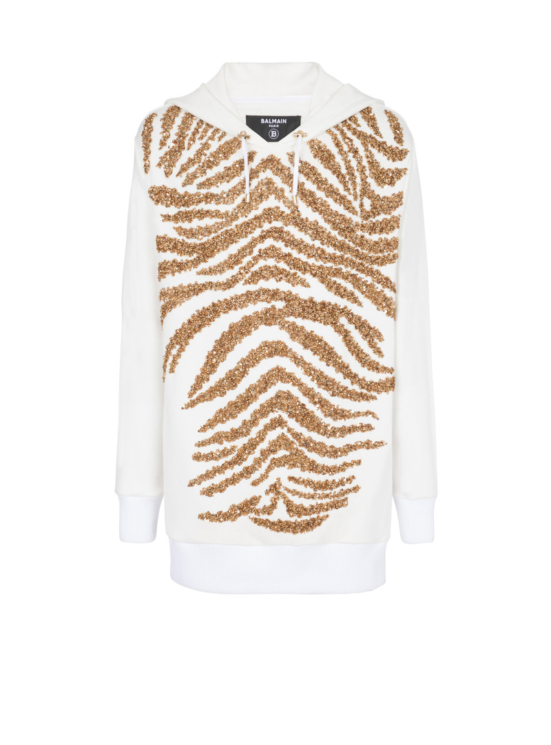 Hoodie with embroidered zebra stripes 1