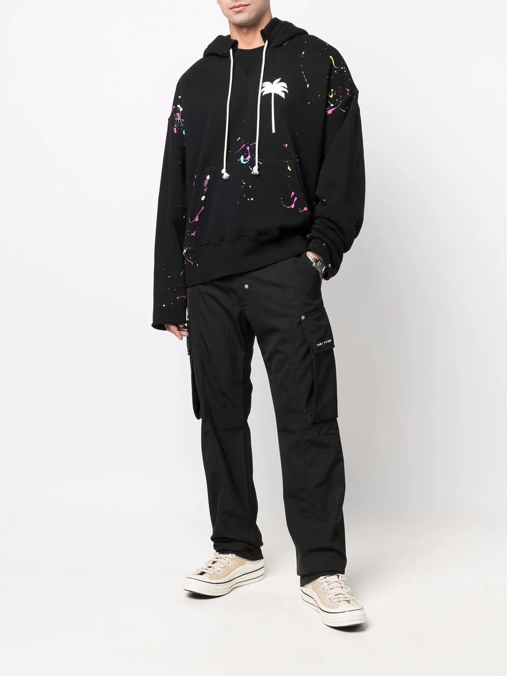 palm-print paint-splatter effect hoodie - 2