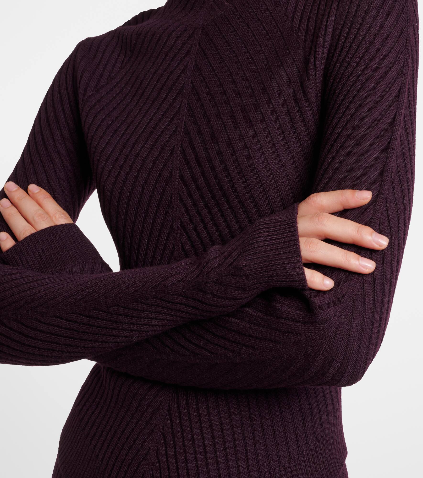 Ribbed-knit wool turtleneck top - 4