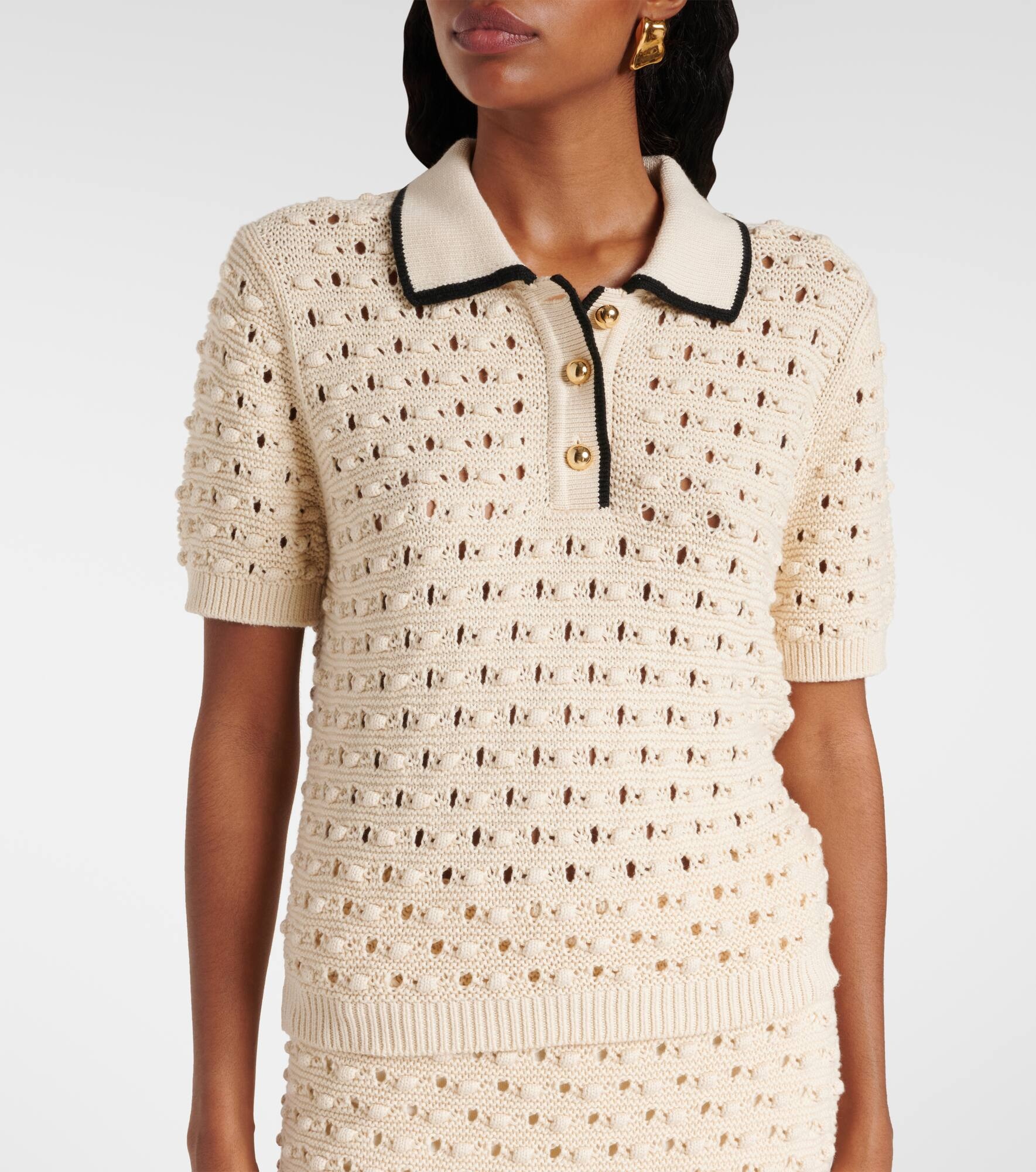 Bauble pointelle cotton polo shirt - 5