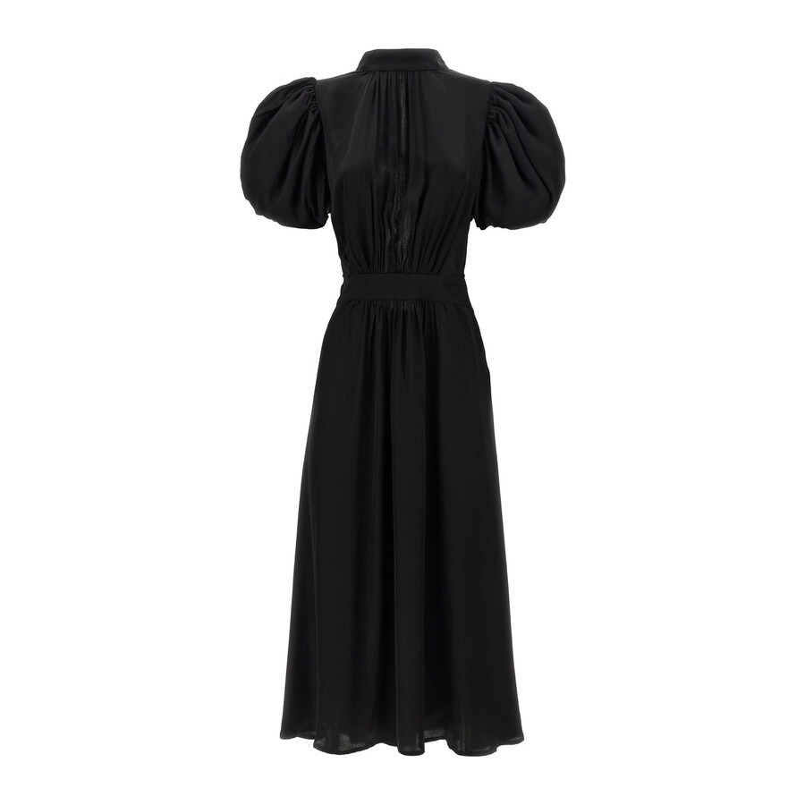 Rotate Ladies Black Puff Sleeve Midi Dress - 2