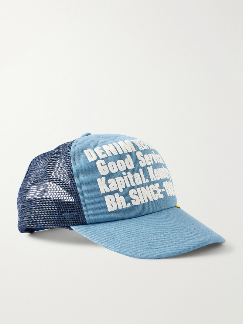 Denim Repair Service Fleece-Trimmed Printed Scuba Trucker Cap 1