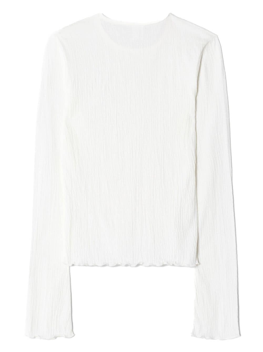 bell-sleeved crinkled top - 2