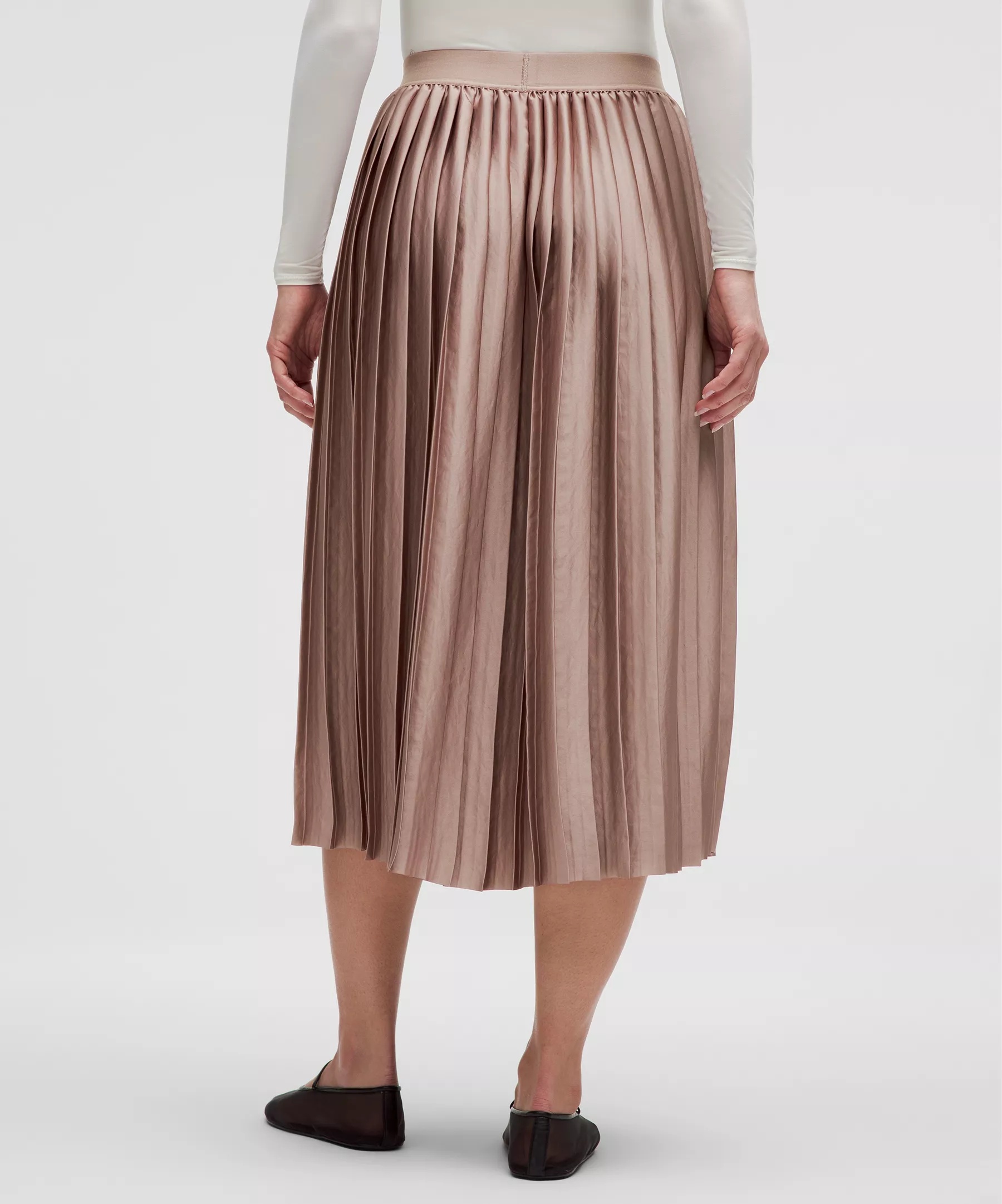 Satin Pleated Midi Skirt - 3