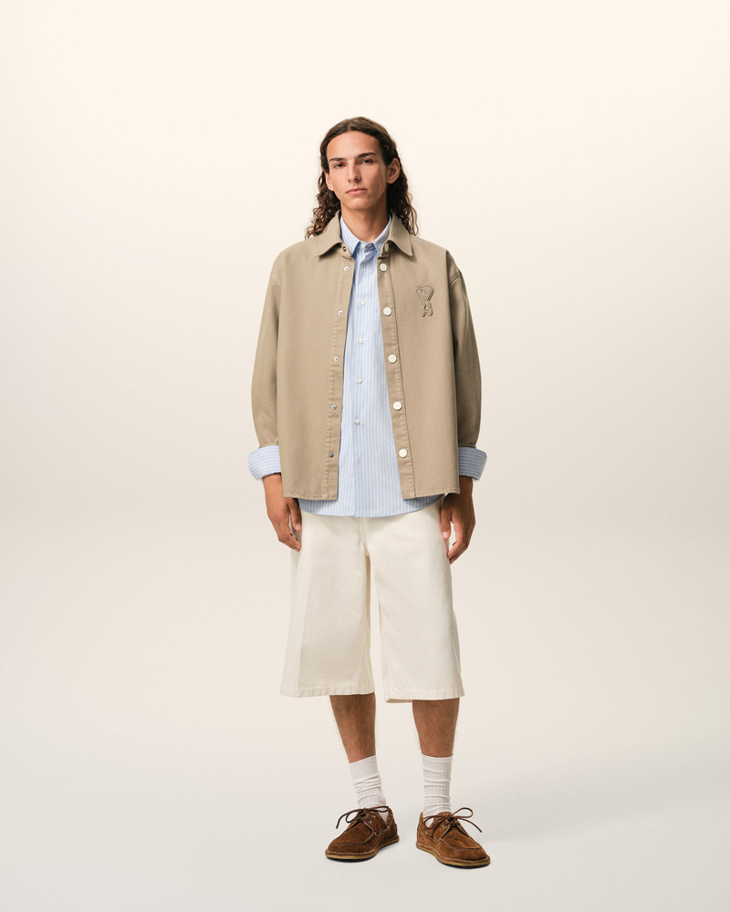 AMI Paris BEIGE COTTON KNITTED AMI DE COEUR OVERSHIRT outlook