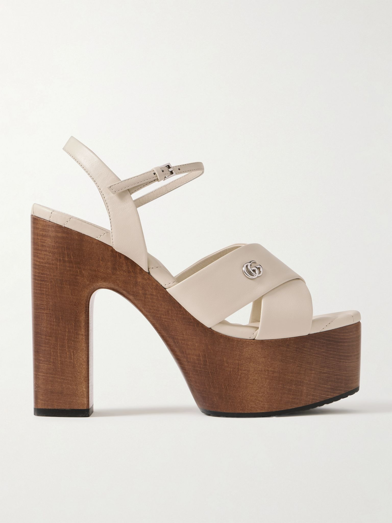New Marmont GG logo-embellished leather platform sandals Cream - 1