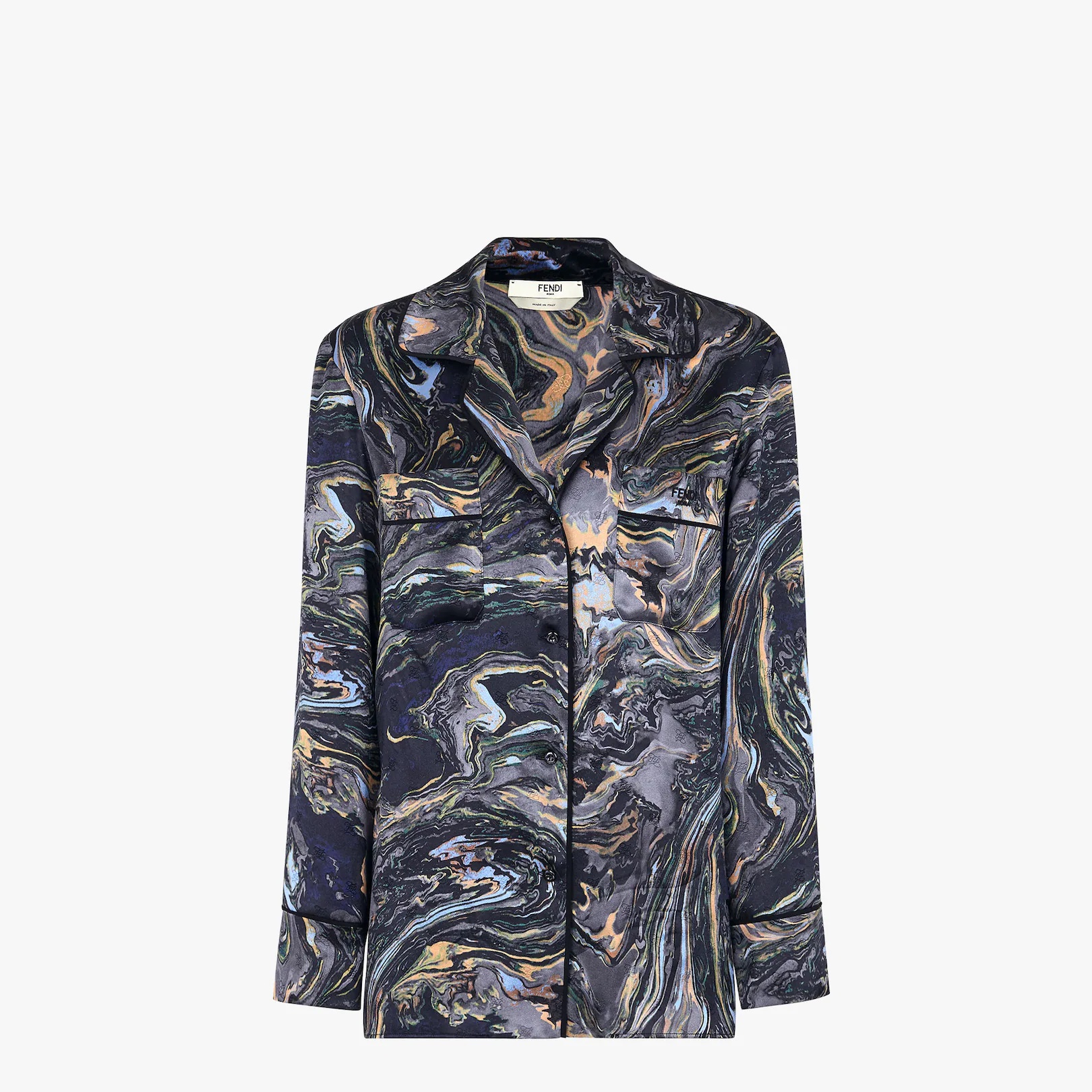 Blue satin crêpe shirt - 1