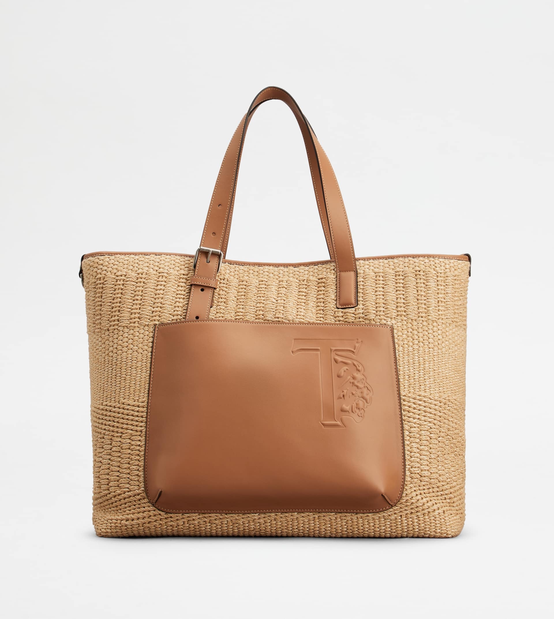 SHOPPING BAG IN CORD AND LEATHER MEDIUM - BEIGE, OFF WHITE - 1