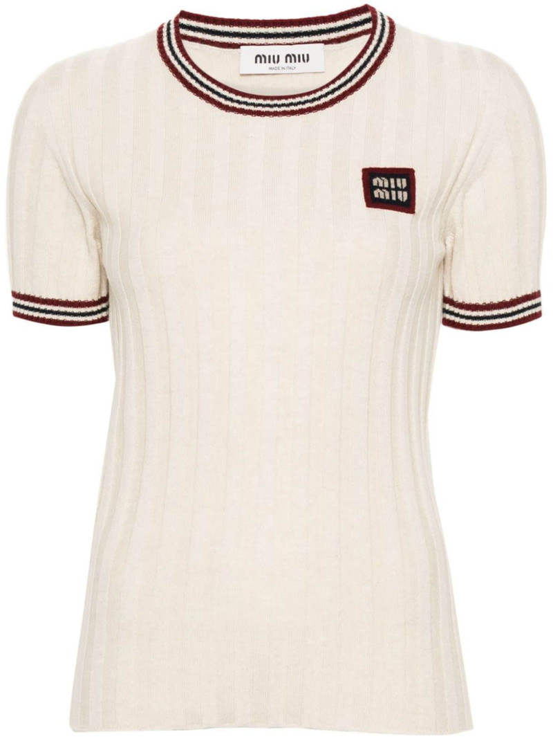 logo-appliqué cashmere top 1