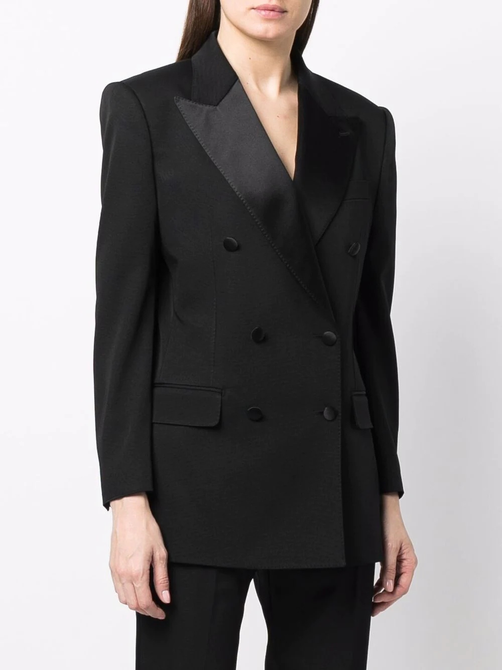 silk-lapels double-breasted blazer - 3