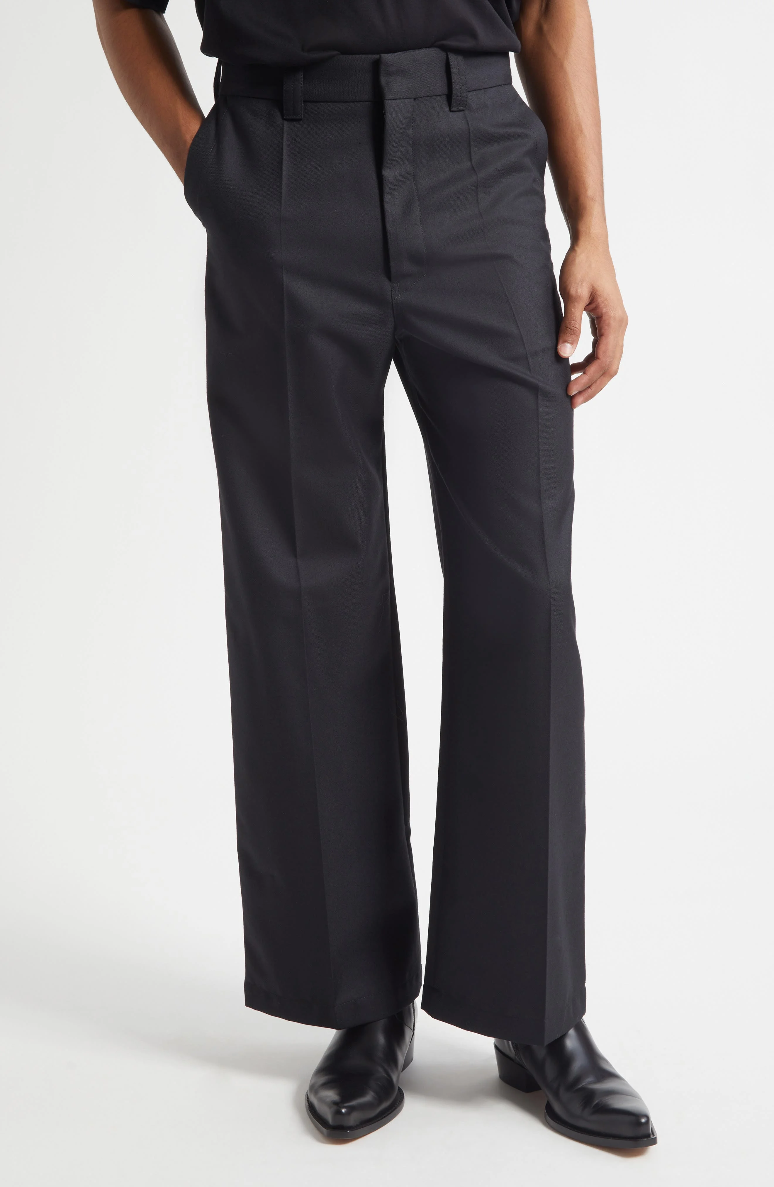 Lemaire Tailored Straight Leg Pants in Marine Melange at Nordstrom - 1
